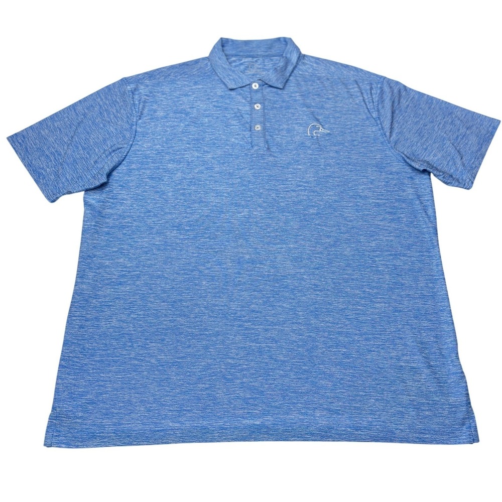 Ducks Unlimited Mens Large Blue Heathered Performance Polo Shirt Stretch Logo